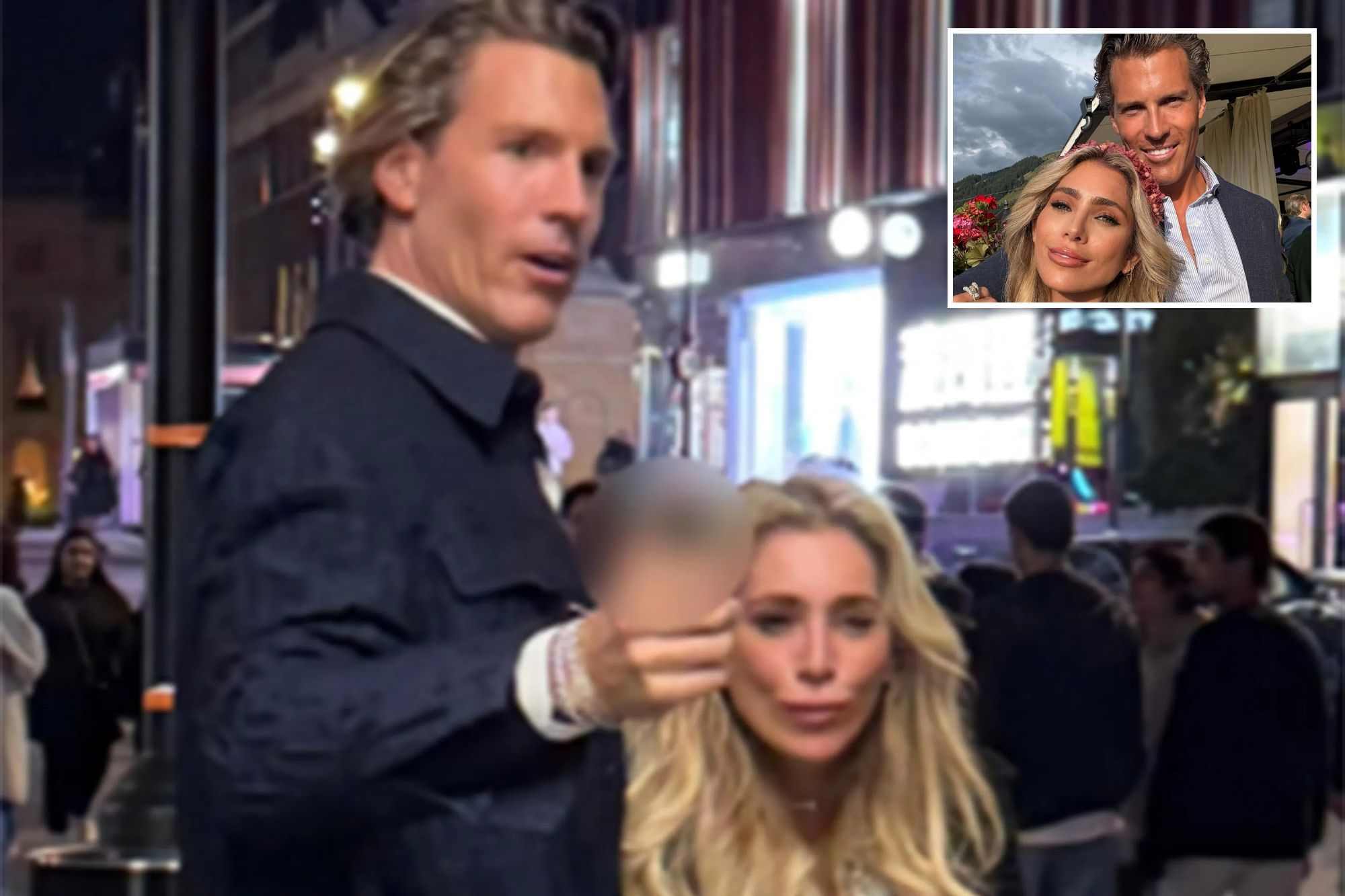 An image collage containing 2 images, Image 1 shows Philip Ostermann and Melissa Rein Lively are seen in a public place, Image 2 shows Philip Ostermann and Melissa Rein Lively smiling in an outdoor selfie