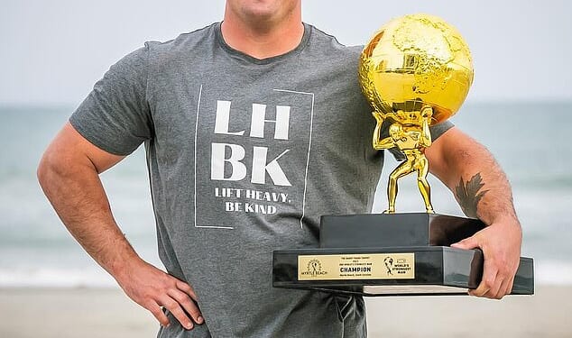 2023 World's Strongest Man Mitchell Hooper, 30, vowed to enter the women's contest next year to protest a transgender athlete who controversially won the top title