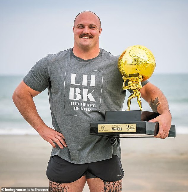 2023 World's Strongest Man Mitchell Hooper, 30, vowed to enter the women's contest next year to protest a transgender athlete who controversially won the top title