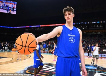 Olivier Rioux became the tallest college basketball player ever after making his debut