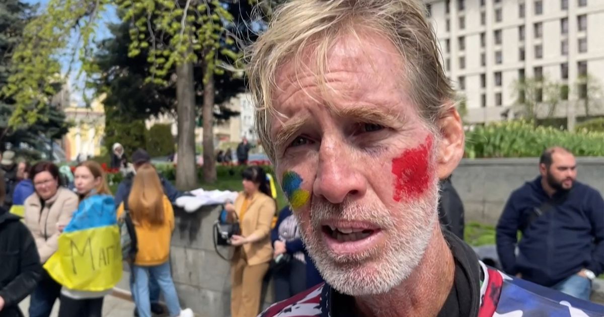 This screengrab taken from AFPTV on Sept. 16, 2024, shows Ryan Wesley Routh speaking during an interview at a rally to urge foreign leaders and international organizations to help provide humanitarian corridors for the evacuation of civilians and Ukrainian servicemen from Mariupol in central Kyiv on April 27, 2022, amid Russia's invasion of Ukraine.