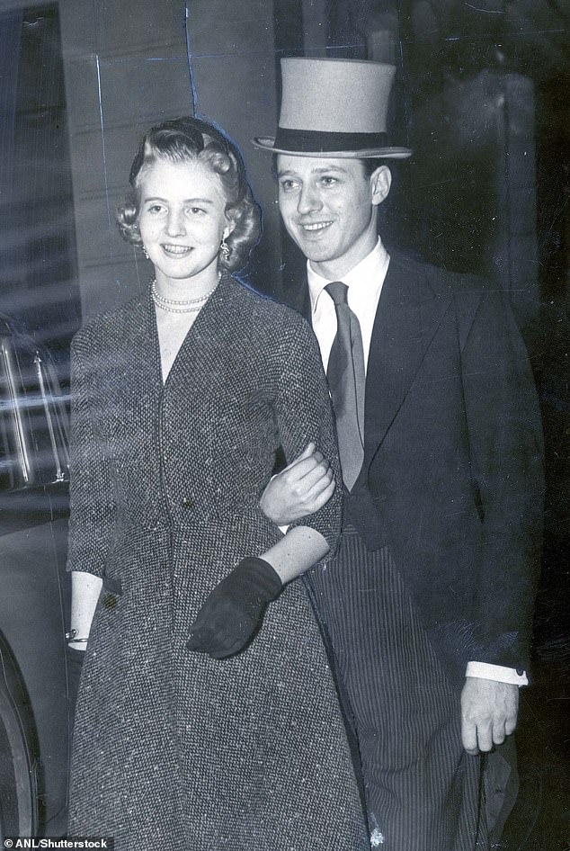 Lady Anne Coke, daughter of the Earl of Leicester and Colin Tennant, heir to Lord Glenconner pictured in 1956, shortly after they had announced their engagement