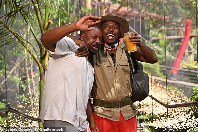 Eddie was met by his pal Deji Akinyemi as he crossed the iconic bridge back into civilisation