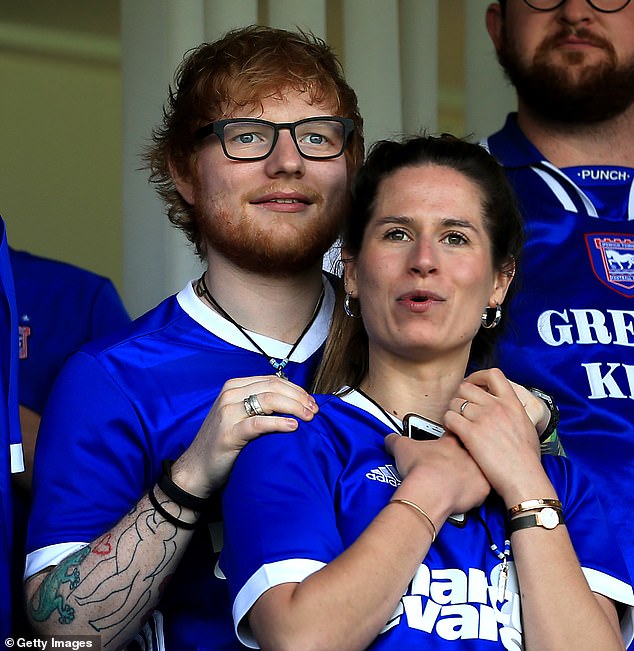 Two years ago, Ed's song Punchline from Autumn Variations focused on an imploding romance, with lyrics reading: 'I can¿t help but be destructive right now. It¿s been weeks since I saw your outline'  (Ed and Cherry pictured in 2018)