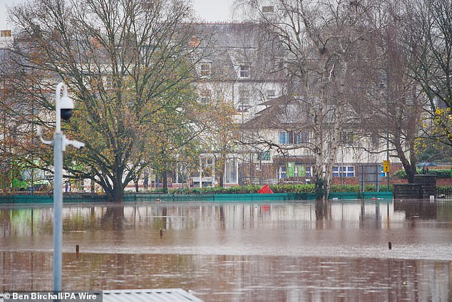 Monmouth on November 15 amid severe and widespread flooding after Storm Claudia