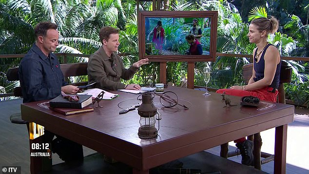 After hosts Ant McPartlin and Declan Donnolley revealed it was her who had received the fewest viewer votes, Vogue said her farewells before sitting down for her exit interview