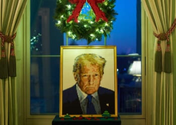 Lego portrait of Donald Trump takes pride of place among Christmas decorations in the White House