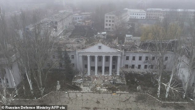 A screenshot from a video released by the Russian Defence Ministry shows the destruction after intense fighting at Pokrovsk