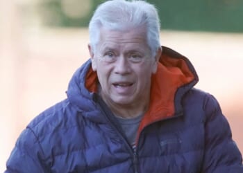 Brit granddad who ‘tried to drown daughter-in-law lover in Florida pool’ seen back in the UK…after getting back with her