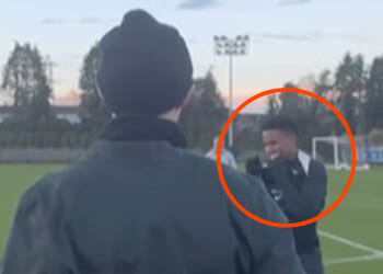 Fans love Estevao's reaction to Cole Palmer's screamer in training as Chelsea pair create new celebration