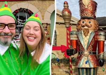 Christmas-mad couple have 10ft tall £2,500 nutcracker stolen from their home before it was driven away hanging out car
