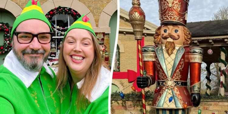 Christmas-mad couple have 10ft tall £2,500 nutcracker stolen from their home before it was driven away hanging out car