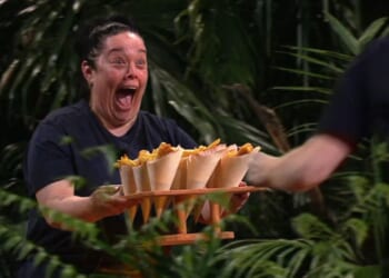 I'm A Celeb fans in hysterics as they spot 'hilarious' Lisa Riley reaction to fish and chips in camp