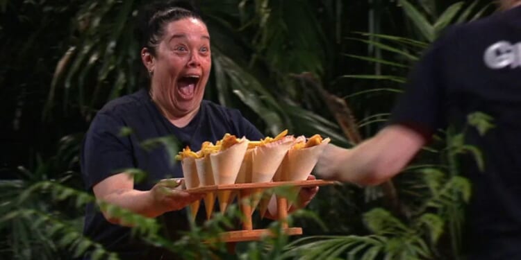 I'm A Celeb fans in hysterics as they spot 'hilarious' Lisa Riley reaction to fish and chips in camp