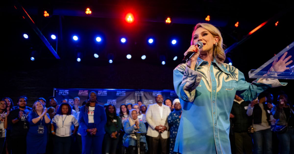 Democrat candidate Aftyn Behn delivers a speech during an election-night watch party in Nashville, Tennessee, on Dec. 2, 2025.