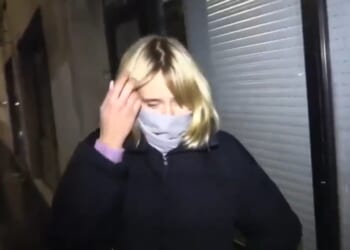Moment Putin's 'secret daughter' confronted on the street by angry Ukrainian & told 'your dad killed my brother'