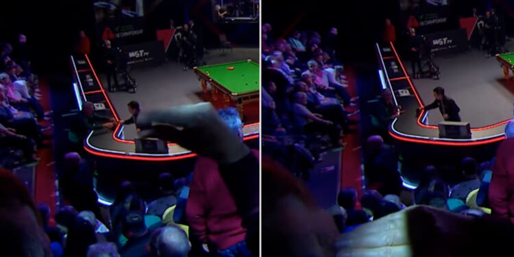 Baffling moment snooker fan 'attacked by his own hand' live on TNT Sports at UK Championship