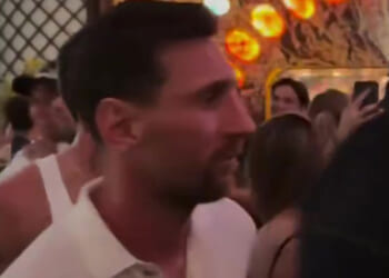 Awkward footage of 'lost' Lionel Messi doing the conga with David Beckham emerges at MLS Cup afterparty
