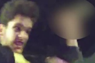 Moment psychotic 6'4" knifeman is arrested for stabbing female cop with seven-inch kitchen knife in 'scene from Scream'