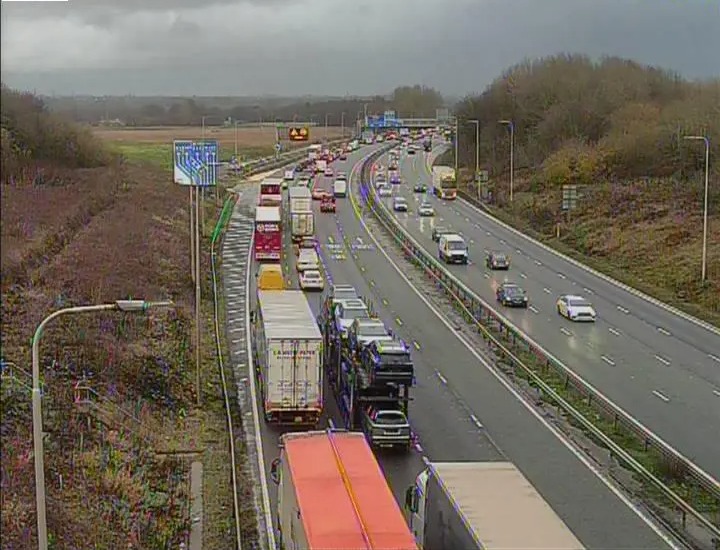 Traffic on the M6 at Junction 12.