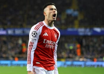 Gabriel Martinelli breaks Arsenal record with goal to send Gunners clear at top of Champions League table