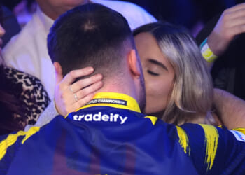 Luke Littler kisses beautician girlfriend as reigning world darts champion begins pursuit of £1million prize money