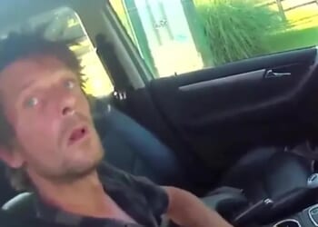 Moment confused drug driver slurs his words and struggles to even speak with cops after ploughing into wall