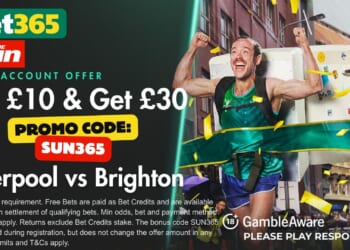 £30 bonus for Liverpool vs Brighton with SUN365