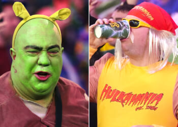 Boozy punters flock to World Darts Championship at Ally Pally dressed as Shrek, WWE legend Hulk Hogan and Elvis Presley