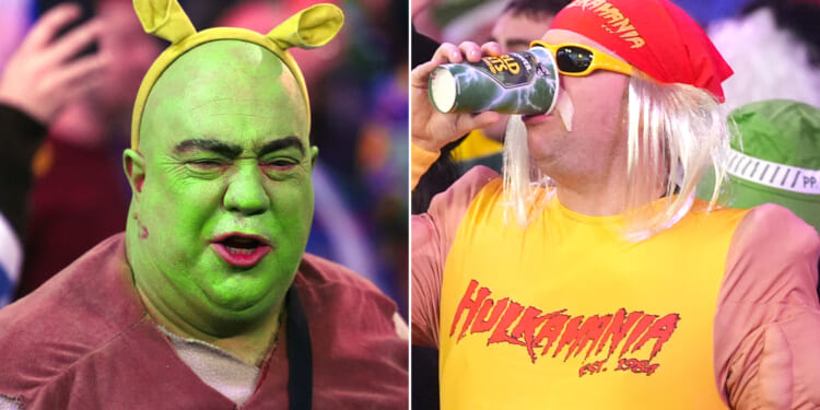 Boozy punters flock to World Darts Championship at Ally Pally dressed as Shrek, WWE legend Hulk Hogan and Elvis Presley
