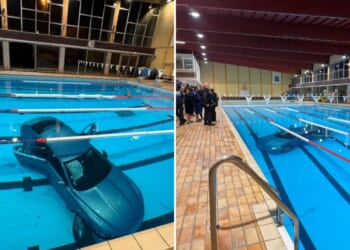 Woman, 38, drives her car into swimming pool with her daughter, 5, still inside after mistaking pedal