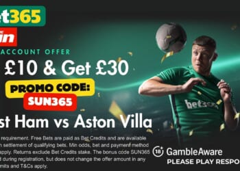£30 bonus for West Ham vs Aston Villa with SUN365