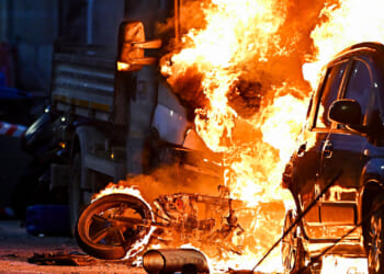 Police rush to scene as vehicles set on fire and hooligans clash outside Inter Milan clash