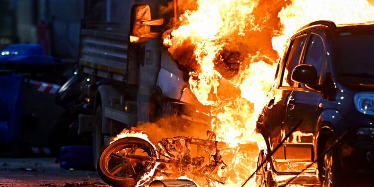 Police rush to scene as vehicles set on fire and hooligans clash outside Inter Milan clash