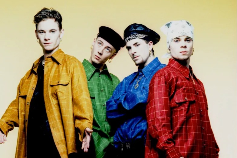 Portrait of East 17, from left to right: Tony Mortimer, John Hendy, Terry Coldwell and Brian Harvey.
