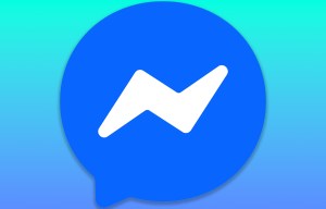 Illustration of the Messenger app logo, a white lightning bolt on a blue speech bubble.