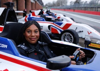 Kemi Badenoch gets behind the wheel at Brands Hatch as she demands 2030 ban on new petrol and diesel cars be ditched