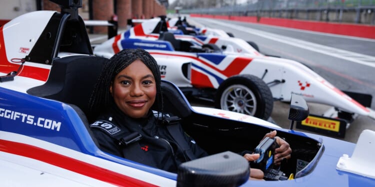 Kemi Badenoch gets behind the wheel at Brands Hatch as she demands 2030 ban on new petrol and diesel cars be ditched