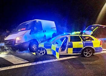 Tearaway driver rammed by desperate police in last ditch effort to stop him joining motorway the wrong way