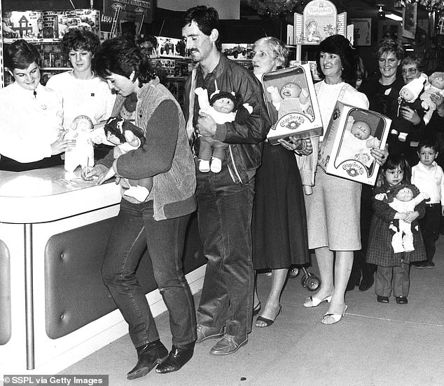 Cabbage Patch chaos: The middle of the decade saw shoppers clamouring to get their hands on the £24.99 pug-faced dolls - which were only available at the time in select stores