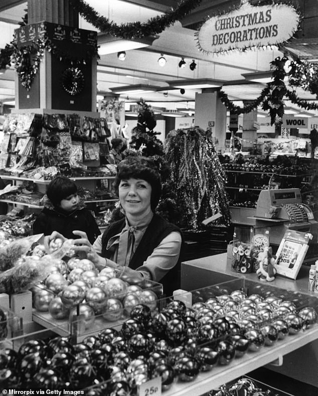Deemed a decade of consumerism, the 80s saw department stores, including Lewis's in Liverpool, pictured here in 1981, enjoying the attention of Christmas shoppers from early November