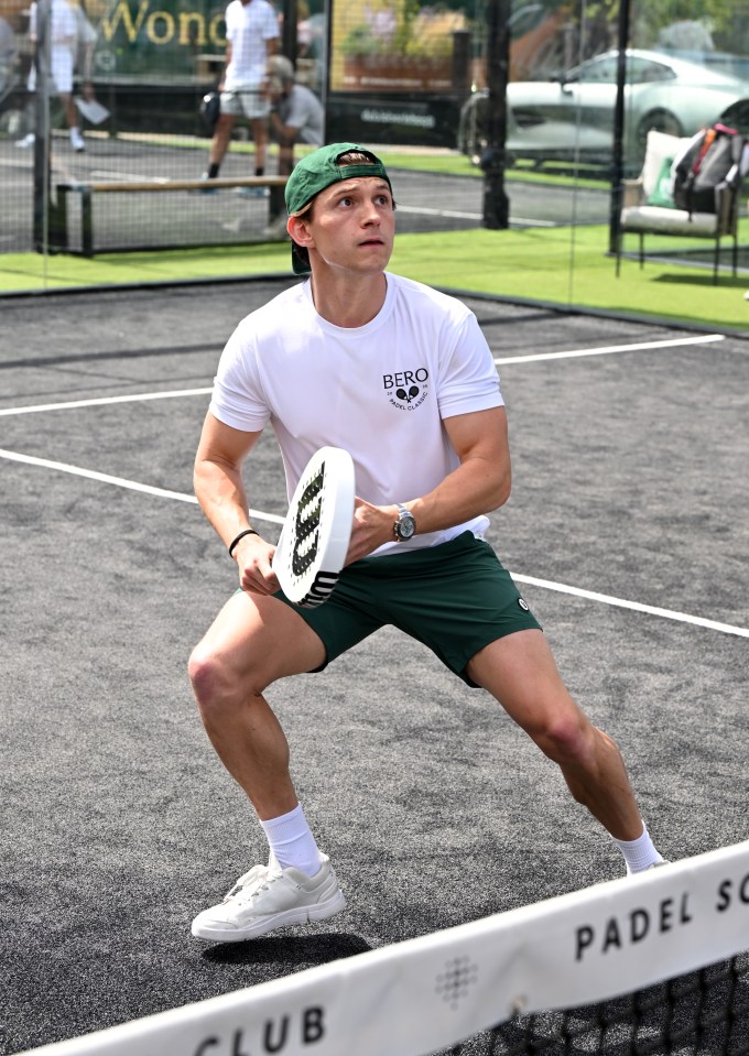 Tom Holland playing padel tennis.