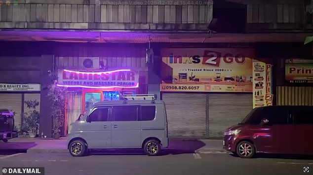 Opposite the hotel is a spa called 'Spring Valley' which advertises a 'happy hour' from 10am to 5pm. And just yards away is a bar called 'Ladiestar' which offers karaoke and 'massage'