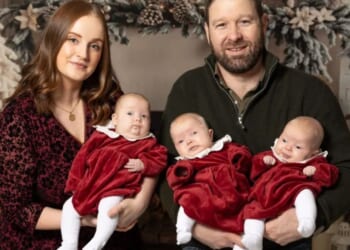 Adorable 5 month old triplets born weighing 3lb lucky to see first Xmas after mum's blood turned acidic