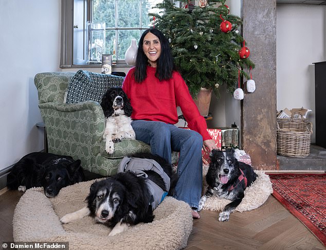 She will be spending Christmas this year with her border collies and rescued spaniel Alice