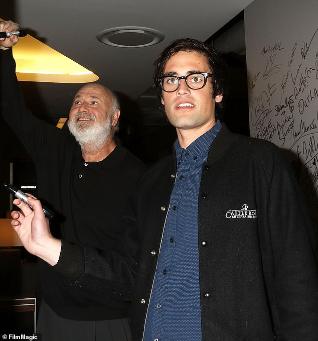 Reiner and Nick are pictured in 2016 at the BUILD Series promoting their film Being Charlie, which was inspired by Nick's rollercoaster battle with addiction