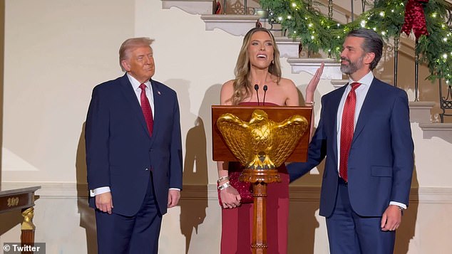 The pair made the news public at the White House with Don Jr's father on hand