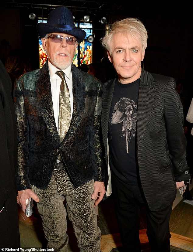 Antony Price and Nick Rhodes in the Front Row Pam Hogg show at the 2019 London Fashion Week