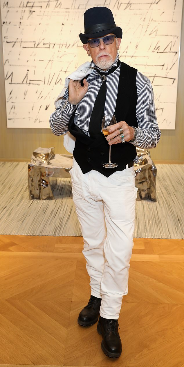 Antony Price attends the Dior cocktail party to celebrate the launch of Dior Catwalk by Alexander Fury on July 19, 2017 in London