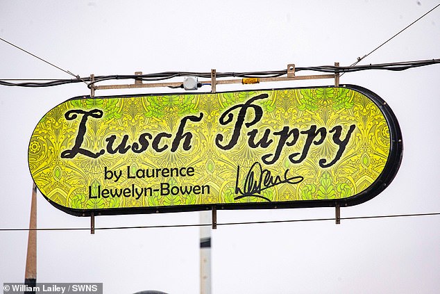 The artwork named 'Lusch Puppy' is described by Mr Llewelyn-Bowen as a 'tribute to his beloved dogs'